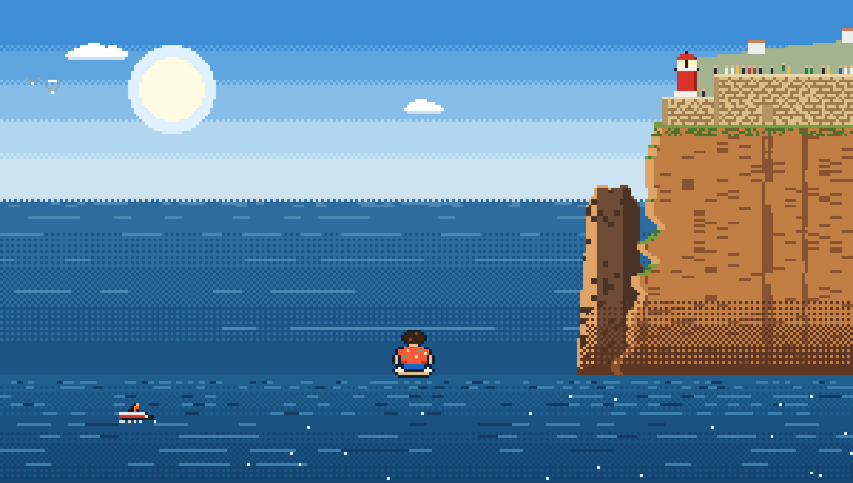 The Nazaré Pixel Lighthouse design, in pixel art