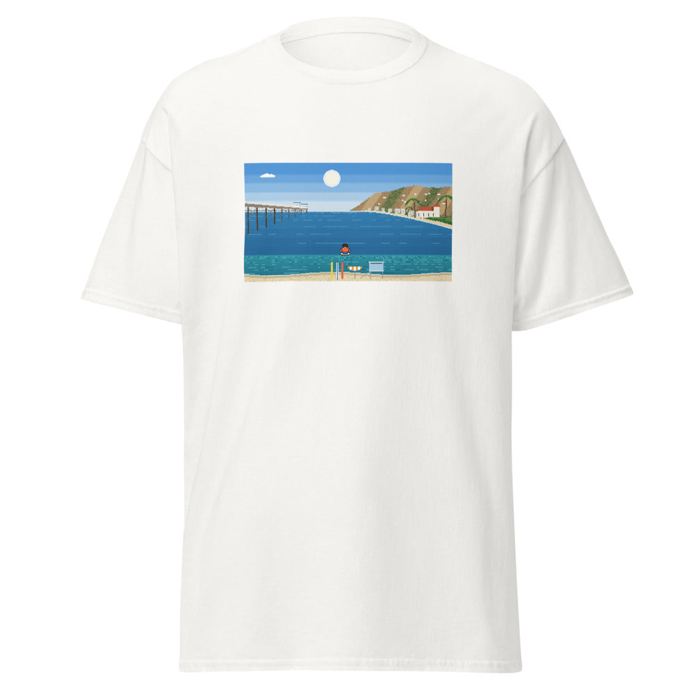 Malibu Pixel Point Tee, White, front